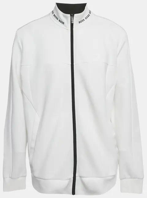 Boss By Hugo Boss White Jersey Zip-Up Skaz 1 Jacket XXL