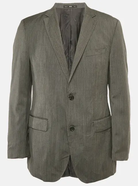 Boss By Hugo Boss Grey Pinstripe Wool Regular Fit Blazer L