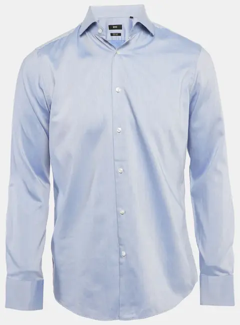 Boss Hugo Boss Blue Gabardine Regular Fit Shirt S