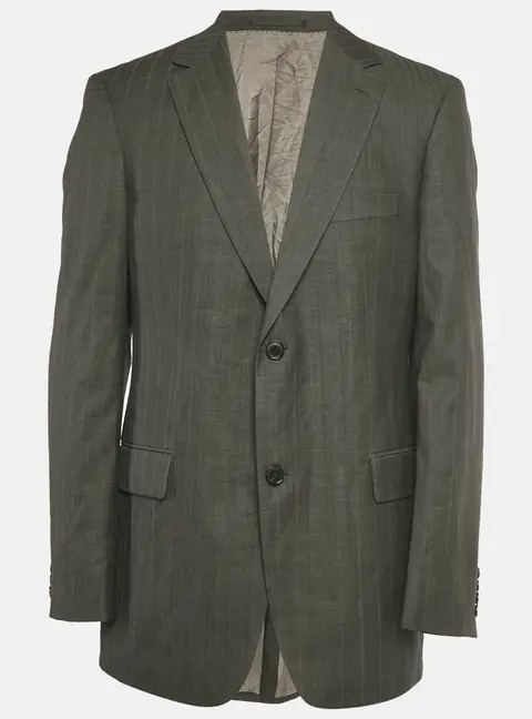 Boss by Hugo Boss Charcoal Grey Striped Wool & Silk Bertolucci Long Fit Blazer XL