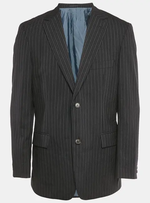 Boss By Hugo Boss Navy Blue Pinstripe Wool Regular Fit Blazer L