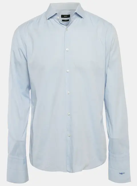 Boss By Hugo Boss Blue Patterned Slim Fit Shirt XL