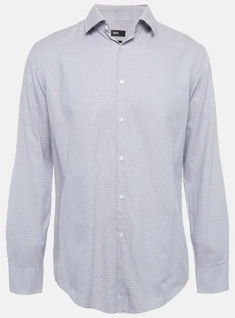 Boss by Hugo Boss Blue & Red Cotton Slim Fit Shirt XL