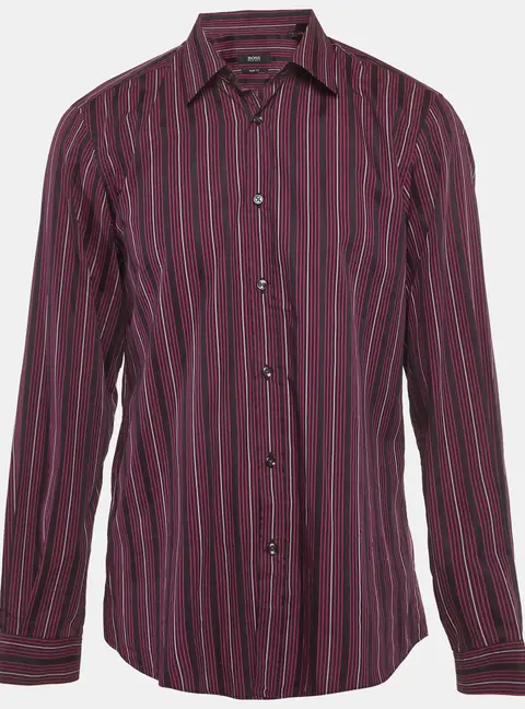 Boss By Hugo Boss Purple Striped Cotton Slim Fit L