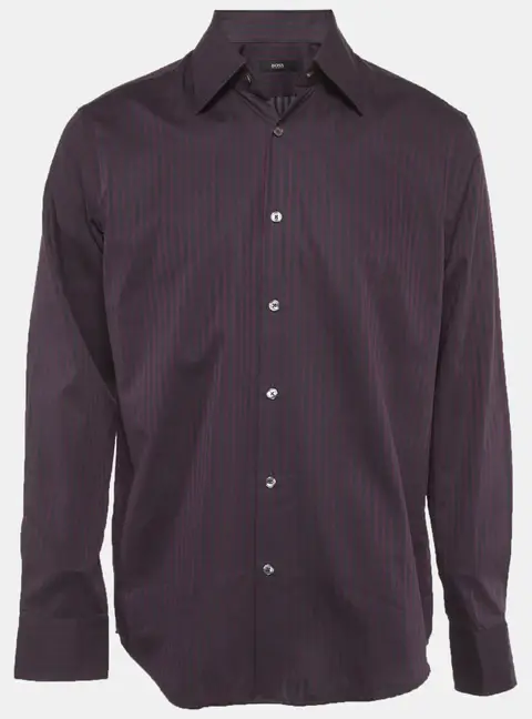 Boss By Hugo Boss Purple Striped Cotton Long Sleeve Shirt XL
