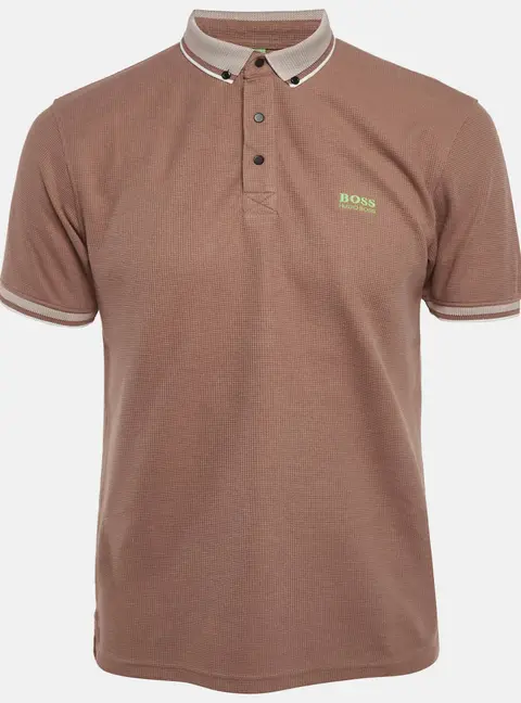 Boss By Hugo Boss Brown Mesh Jersey Polo T-Shirt L