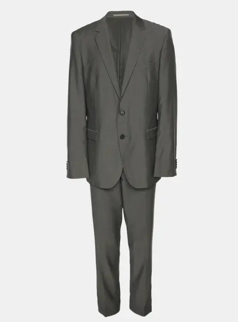 Boss By Hugo Boss Grey Virgin Wool Blazer and Pants Suit XXL