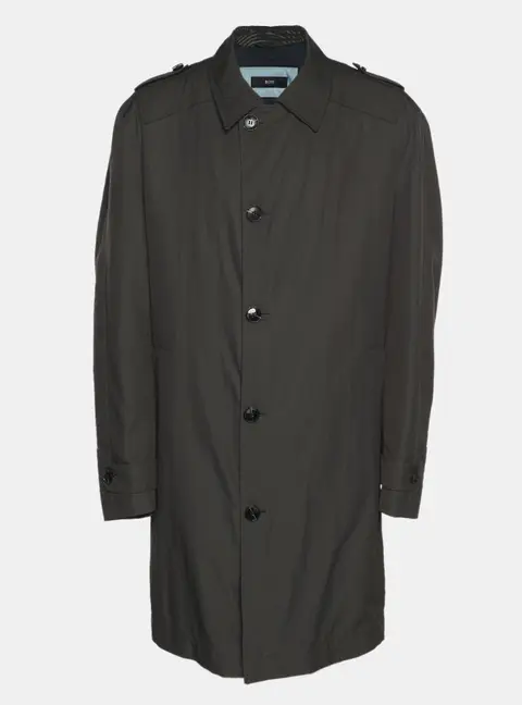Boss By Hugo Boss Dark Grey Nylon Trench Coat XL