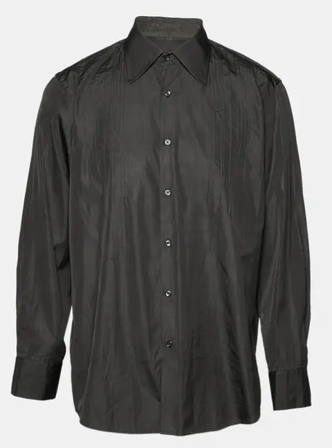 Boss By Hugo Boss Black Cotton Pintucks Detail Shirt XXL