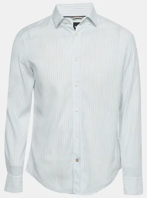 Boss By Hugo Boss White/Blue Cotton Blend Striped Casual Fit Shirt M