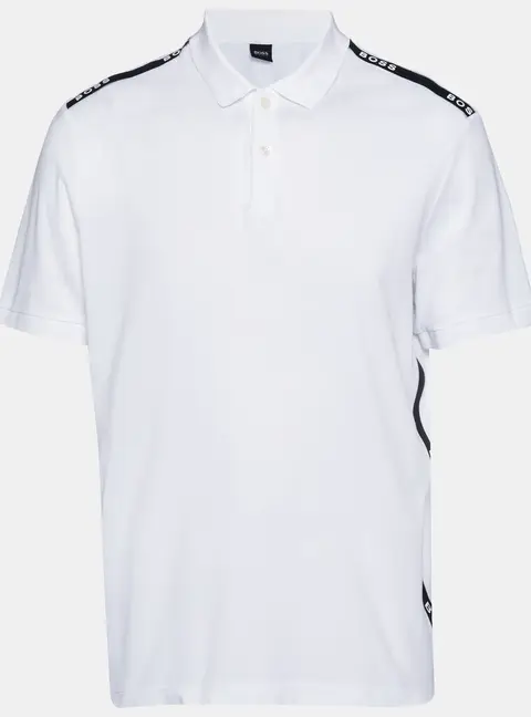 Boss By Hugo Boss White Pique Logo Tape Detail Polo T-Shirt XL