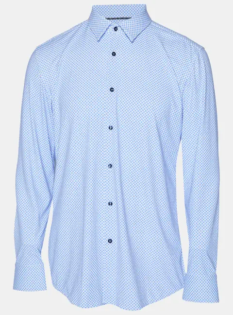 Boss By Hugo Boss Blue Printed Jersey Slim Fit Shirt XL