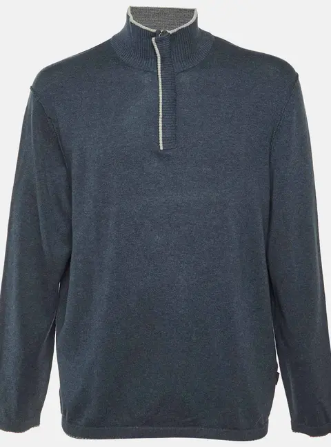 Boss By Hugo Boss Blue Cotton & Cashmere Knit Pewis Jumper XXL