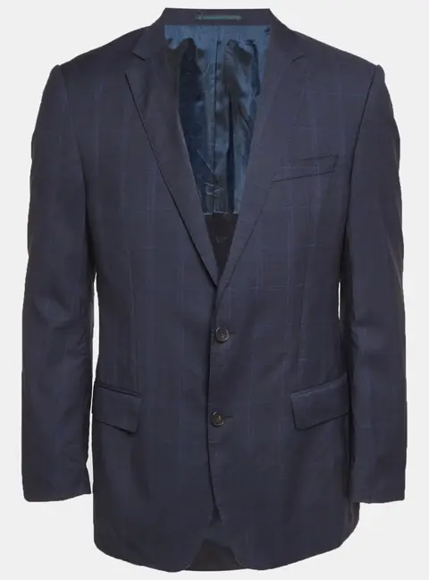 Boss By Hugo Boss Blue Checks Wool Super 120 Blazer L