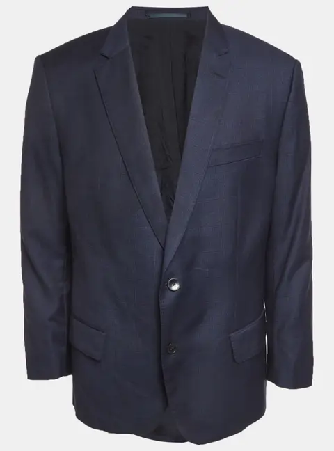 Boss by Hugo Boss Blue Checks Wool Slim Fit Blazer 4XL