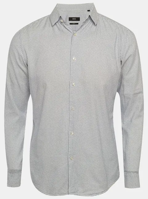 Boss By Hugo Boss Blue Printed Cotton Shirt S