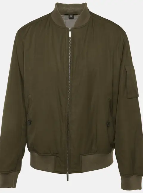 Boss By Hugo Boss Army Green Gabardine Bomber Jacket XL
