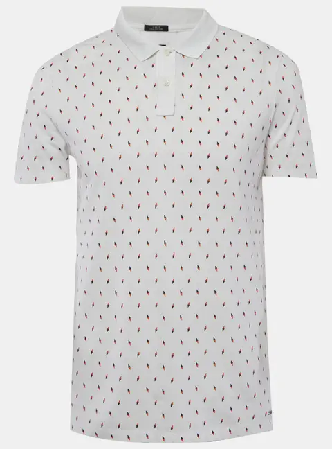 Boss by Hugo Boss White Printed Pique Polo T-Shirt L