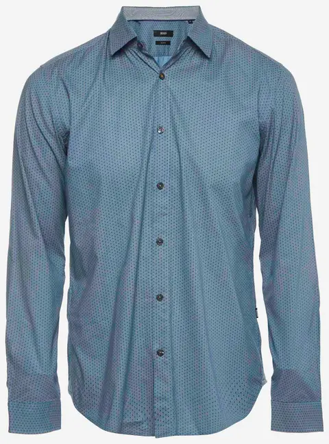 Boss By Hugo Boss Blue Textured Cotton Slim Fit Shirt M