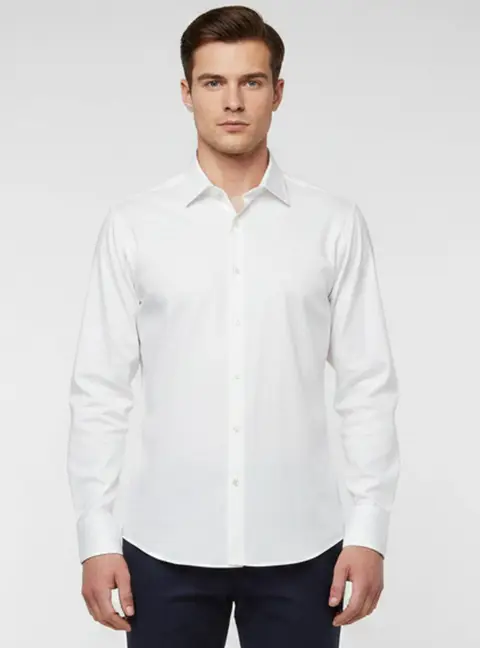 Boss By Hugo Boss White Textured Cotton Enzo Regular Fit Shirt M