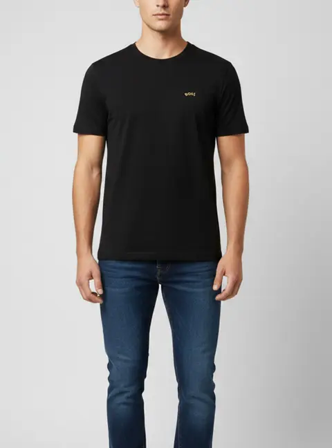 Boss By Hugo Boss Green Label Black Curve Logo Jersey T-Shirt M