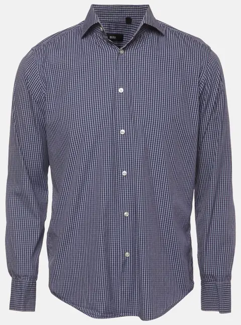 Boss By Hugo Boss Blue Check Print Stretch Cotton Regular Fit Gordon Shirt M