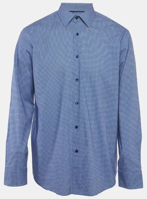 Boss by Hugo Boss Blue Printed Stretch Cotton Long Sleeve Shirt XL