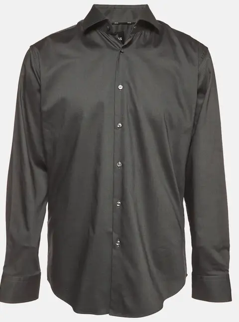 Boss By Hugo Boss Grey Cotton Regular Fit Shirt XL