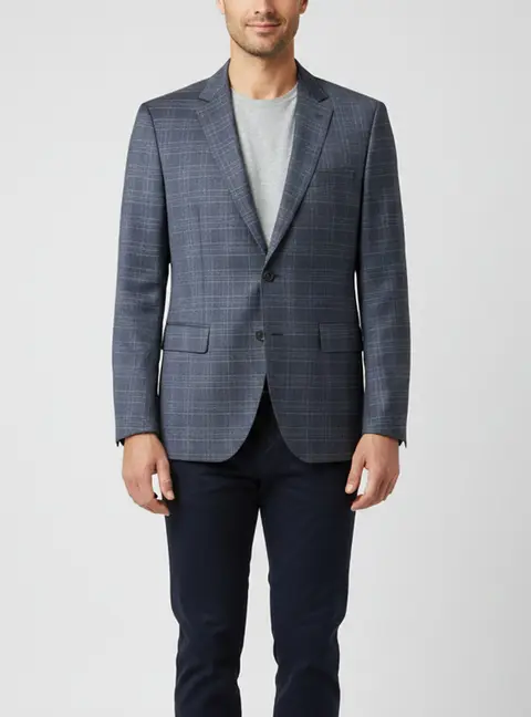 Boss By Hugo Boss Blue Check Pattern Wool The James4 Blazer L
