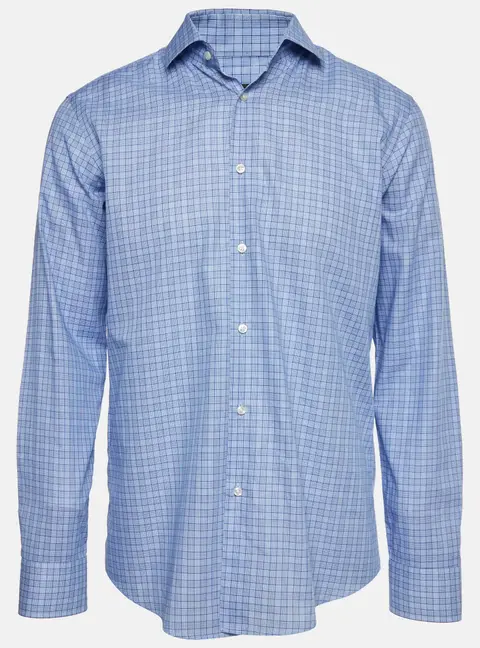 Boss By Hugo Boss Blue Check Print Poplin Gordon Shirt L