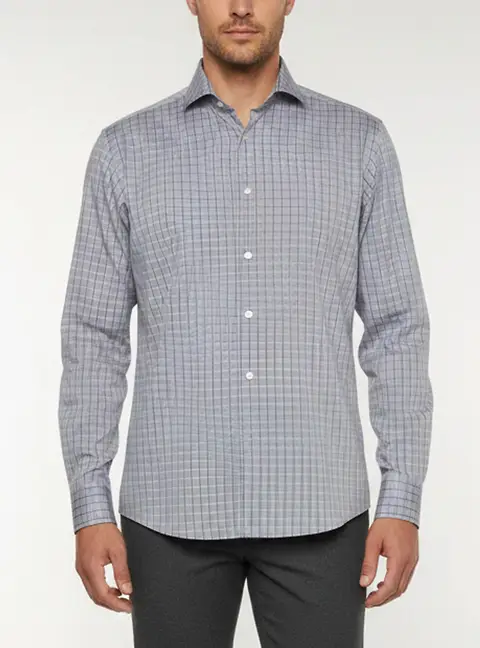 Boss By Hugo Boss Grey Checked Cotton Regular Fit Gordon Shirt L