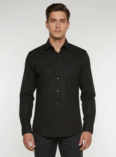 Boss By Hugo Boss Black Poplin Regular Fit Enzo Shirt L