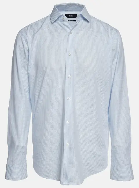 Boss By Hugo Boss White/Blue Dotted Cotton Gordon Shirt L