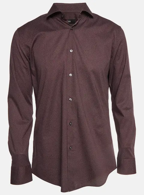 Boss By Hugo Boss Burgundy Geometric Print Cotton Jason Shirt XL