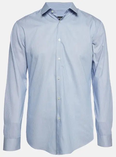 Boss By Hugo Boss Blue Striped Poplin Slim Fit Isko Shirt XL