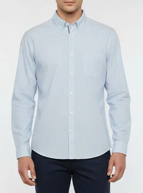 Boss By Hugo Boss Green Label Blue Striped Poplin C-Benzi Shirt XXXL