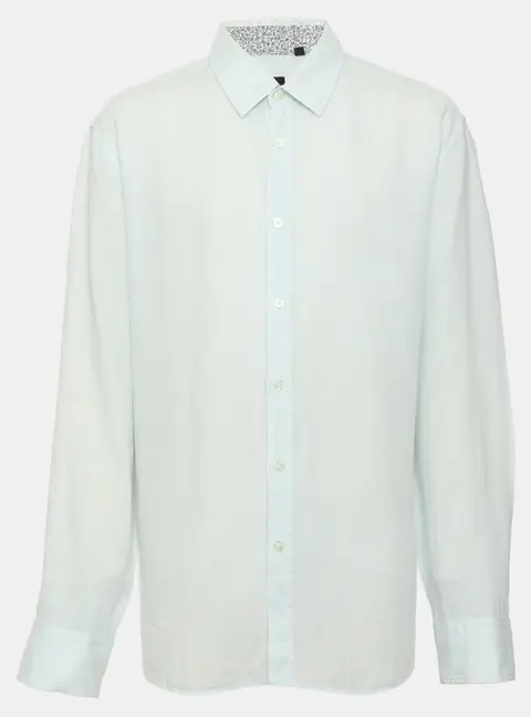 Boss By Hugo Boss Light Blue Linen Long Sleeve Shirt XXL