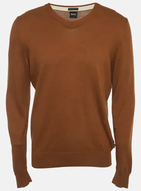 Boss By Hugo Boss Brown Knit V-Neck Pacello Sweater M