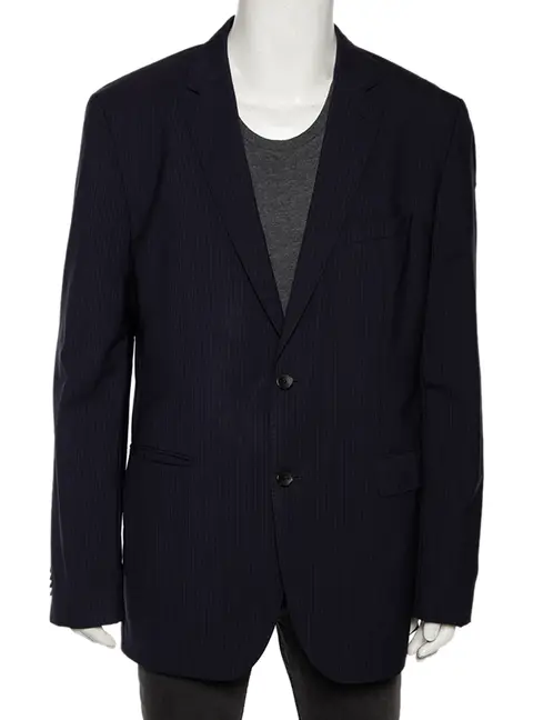 Boss By Hugo Boss Navy Blue Striped Wool Johnstons1/Lenon Blazer XXL