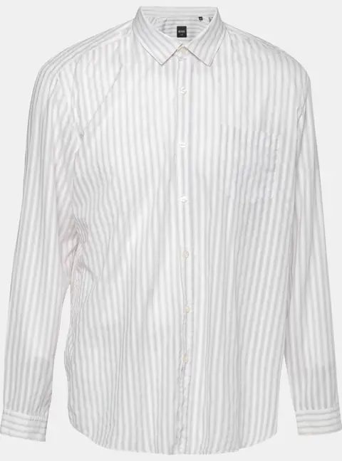 Boss By Hugo Boss White Striped Cotton Shirt XXL