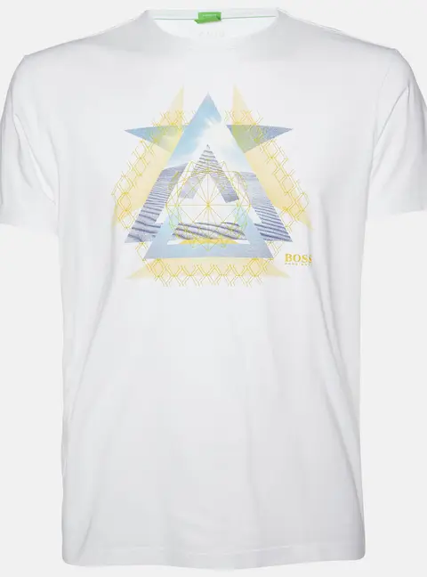 Boss By Hugo Boss White Printed Cotton Modern Fit T-Shirt L