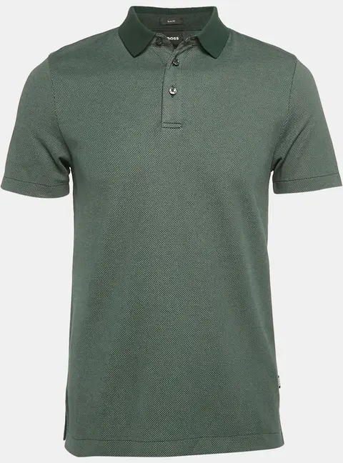 Boss By Hugo Boss Green Patterned Cotton Slim Fit Polo T-Shirt S