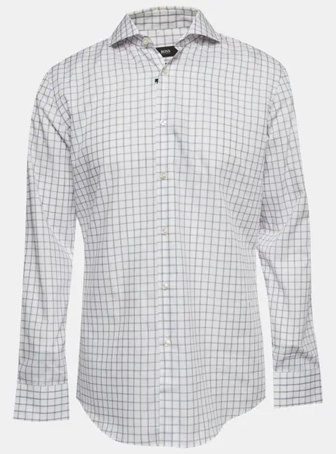 Boss By Hugo Boss White/Purple Checked Cotton Slim Fit Jason Shirt XL