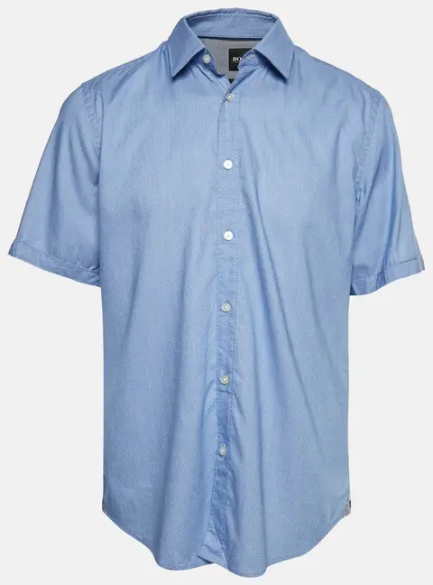 Boss By Hugo Boss Blue Cotton Lyocell Blend Luka Shirt L