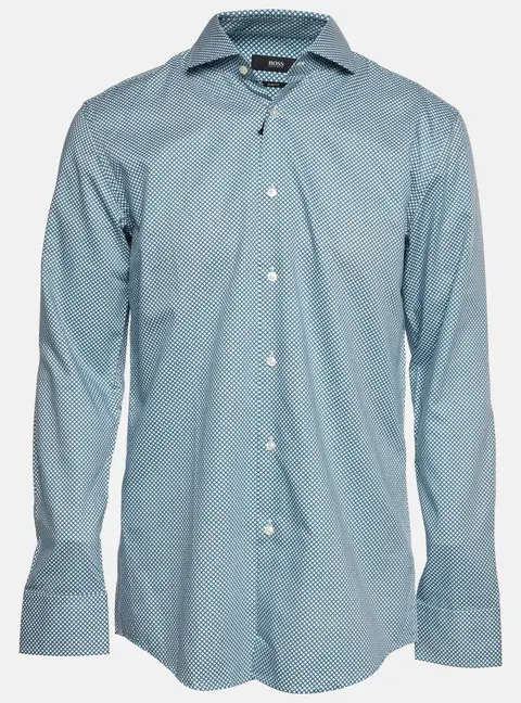 Boss By Hugo Boss White/Green Slim Fit Jason Shirt XL