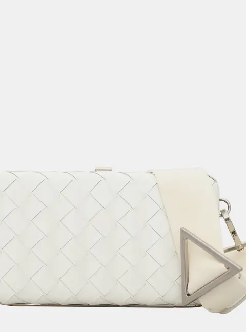 Bottega Veneta Intrecciato Case White Leather Crossbody Bag
