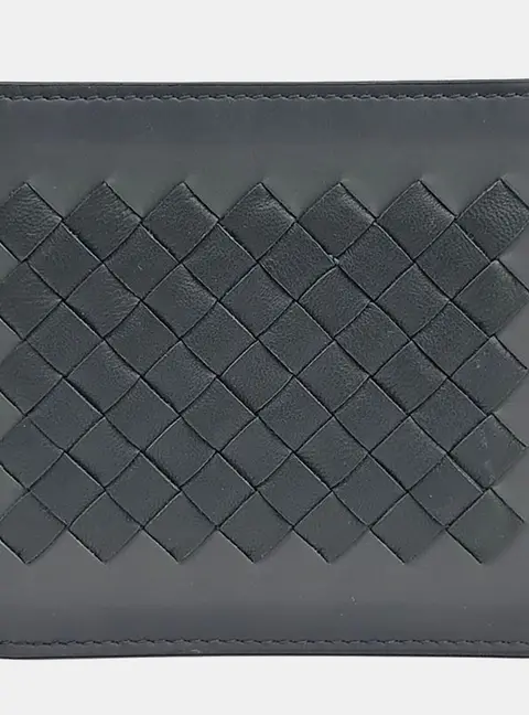 Bottega Veneta Bi-Fold Grey Intrecciato Nappa Leather Wallet Bag