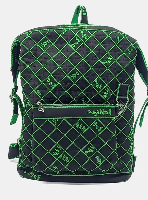 Bottega Veneta Quilted Medium Black Fabric Nylon Backpack Bag