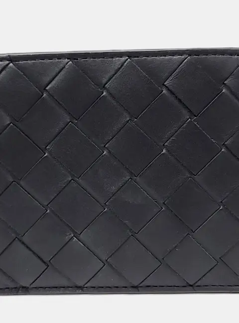 Bottega Veneta Intrecciato Bifold Wallet Black Lambskin Leather Wallet