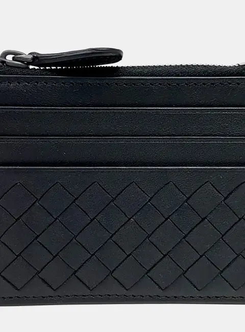 Bottega Veneta Intrecciato Black Leather Card Holder Bag